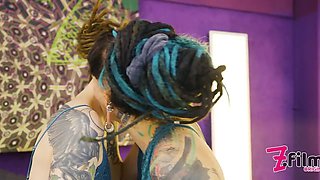Dreadlocks Lesbian Cynthia Devours Leo\u2019s Pussy & Destroys Her Ass with Magic Wand, Toys