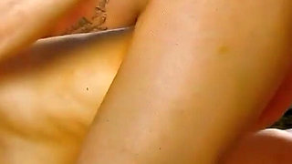 Horny blonde skinny MILF Evy fucked in the ass by strange guys on the beach