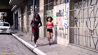 Sporty Muscle Girls Picked up for Rough Bang Van Anal