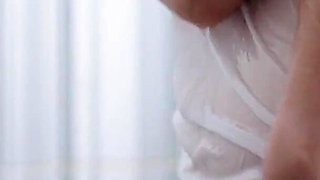 Beautiful Indonesian Girl Plump Ass in the Bathroom While Taking a Shower Again Wearing a Satin Dress