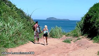 French Blonde Chloe Delaure's Intense DP Session on the Beach Rocks - MMM100