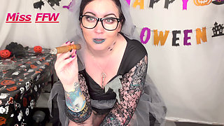 Jilted Witch Bride Uses Huge Black Dildo and Broomstick See What You Could Have Had