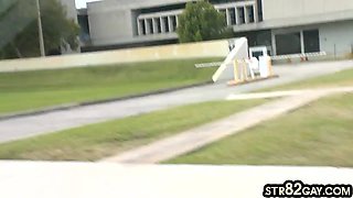 Str8 deceived twink fucks gay asshole in pickup van till cum