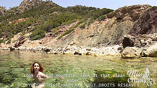 A French MILF, Lost in the Mountains, Gets Fucked in a Secluded Paradise Cove While Tourists Watch From Afar.