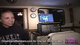 Crazy spring breakers do a striptease on a night cruise