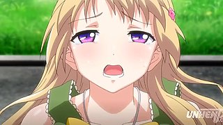 Hot hentai with a horny blonde fucking with her boyfriend in a park