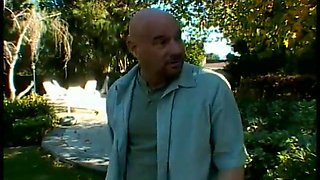 Bald dude fucks busty brunette hard and deep in bathroom then in the bedroom