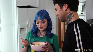 Badder Than He Thinks part 02: Small Hands and Kinky Blue-Haired Jewelz Blu in Stockings