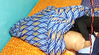 Newly married couple having romance.