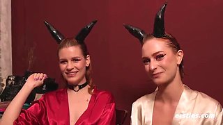 German Amateur FFM Threesome - Succubus Fantasy with Redhead Dolly Dyson - Blowjob & Pussy Eating