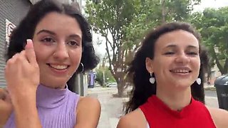 Katty West & Kate Rich: Neighbors Ask for Facial Cum Walk in Public - Amateur Brunette POV