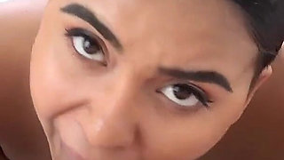 Petite Latina teen Gabby Martinez POV cum swallow blowjob