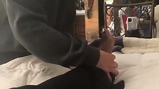 Horny brunette amateur with foot fetish sucks guys toe