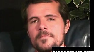 Fur covered man unleashes his fuck-stick on the bed and spunks