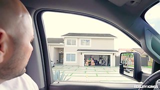 Sandy Loves Big Tits Jiggle in Rough Garage Pounding