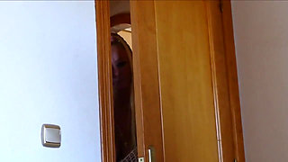 Laid on the bed, i kneel over the guy, pouring body oil over him and massaging his back