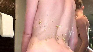 Blonde solo jerking off