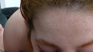 Hot Redhead, Jerking off with Her Feet and Sucking My Cock