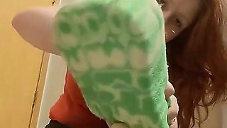 The Sitter Scrubs Your Cock with Her Sponge Again