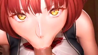 Horny redhead sucks cock and gets cum in her mouth