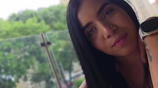 Sexy Latina babe works on my cock with her mouthm then bends over and begs me to fuck her from behind