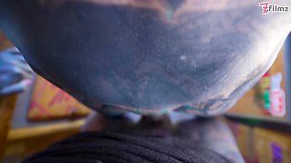 Tattooed hottie Anuskatzz has fun in the RV