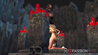 Hot porn! black dude plays with a Sexy Bride in the basement