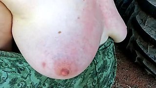 Bouncy Red Tits Outdoor Punishment - Public Shed BDSM & Flashing