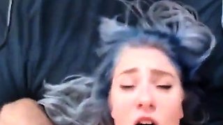 Blue-Haired Cam Girl's Sensual Blowjob Session