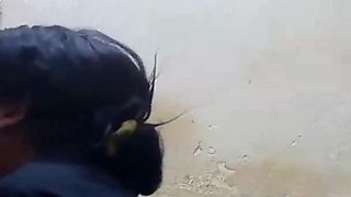 Marianna on Her Knees - Taking Hot Cum in Her Mouth.