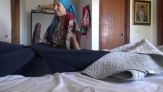 This Turkish Granny Is Shocked!!! I Take Out My Big Cock in Front of Her.