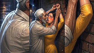 Indian Bhabhi Grouped & Fucked Hard by Her Old Disgusting Muslim Neighbour in Busy Market