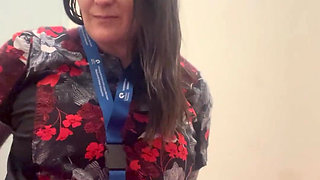 Naughty Nurse Squirts in Public Bathroom on Break