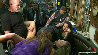Tiny Blonde Fucked in a Biker Bar and Used as Human Ashtray