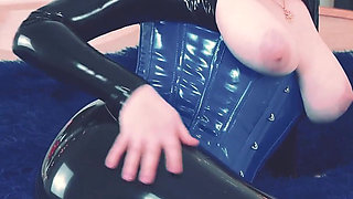 Pussy Masturbation and Foot Fetish, Latex Bondage and Cowgirl Position.