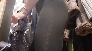 Open curtain in fitting room public flashing of tits