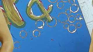 Lesbian Group Sex in Car Wash with Toys and Big Tits