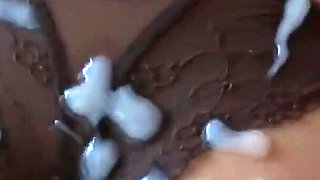 Beautiful 58 Year Old Stepmom Gets a Big Cumshot on Her Beautiful Ass with Panties on