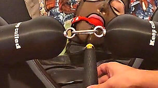 Latex Girl Having Massive Orgasm with Huge Dildo While Bound and in Full Latex Cover and Ballet Heels!