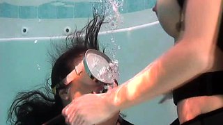 Busty curly brunette with big boobs fucks on couch