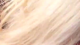Perverted blonde babe Miss Loly is taken hard in bukkake gangbang