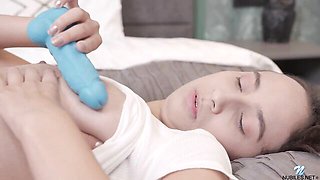 Skinny and young hottie Regina Moonshine plays in solo style