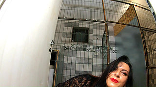 Caged MILF Dance. Red Lingerie, Bodystocking and Bar Grinding Tease