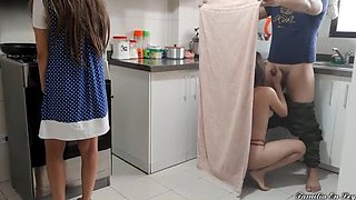 Hot Step Sister-in-Law Kitchen Fuck - Wife Almost Catches Us!