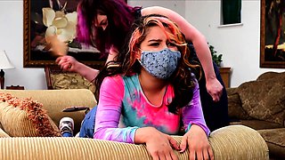 Kinky amateur lesbian spanking party