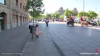 Redhead fucked in various public places