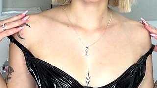 Perfect blond making solo masturbation
