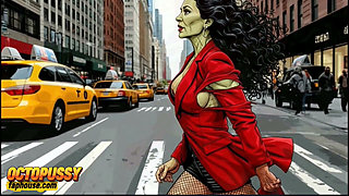Horny Bitch Gets Her Dose of Sexual Pleasure in a Taxi. Cartoon Comic