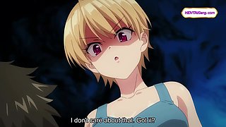 Teacher’s cock gets stroked & sucked by sweaty harem girls in hot outdoor bath (Subbed)