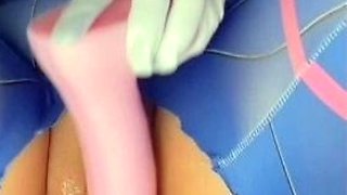 Stacked brunette goes solo toys and masturbation